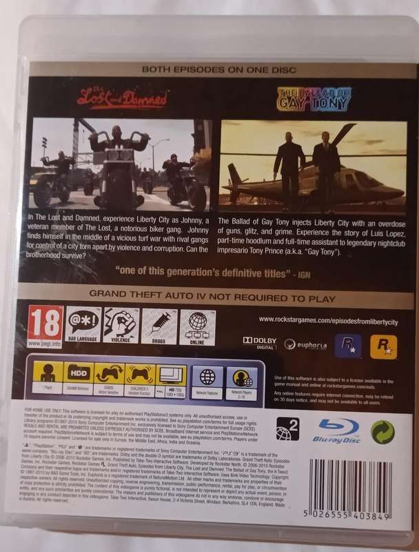 GTA - Episodes from Liberty City for PS3 (CIB)