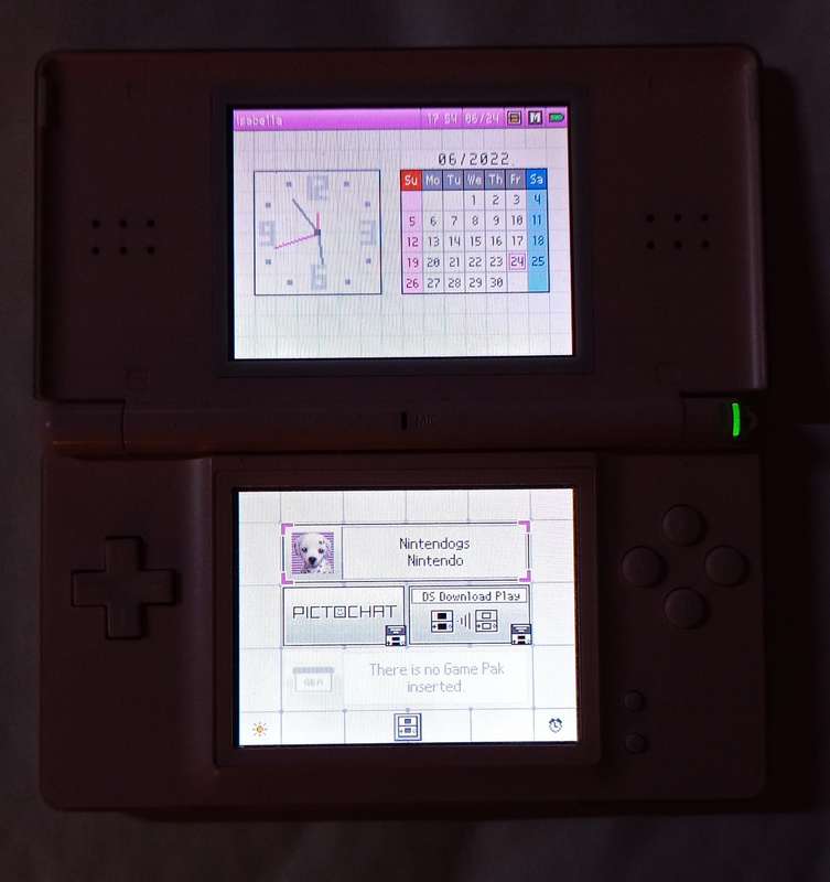 Nintendo DS Lite console with 4 games and pouch