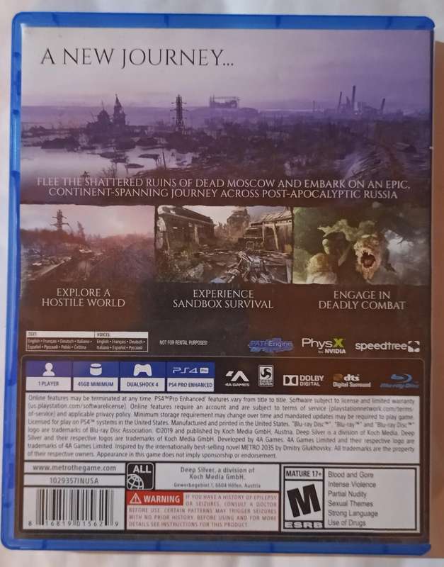 Metro Exodus for Ps4