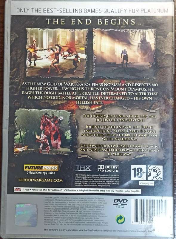 God of War 2 for PS2 (PAL, CIB, Mint)