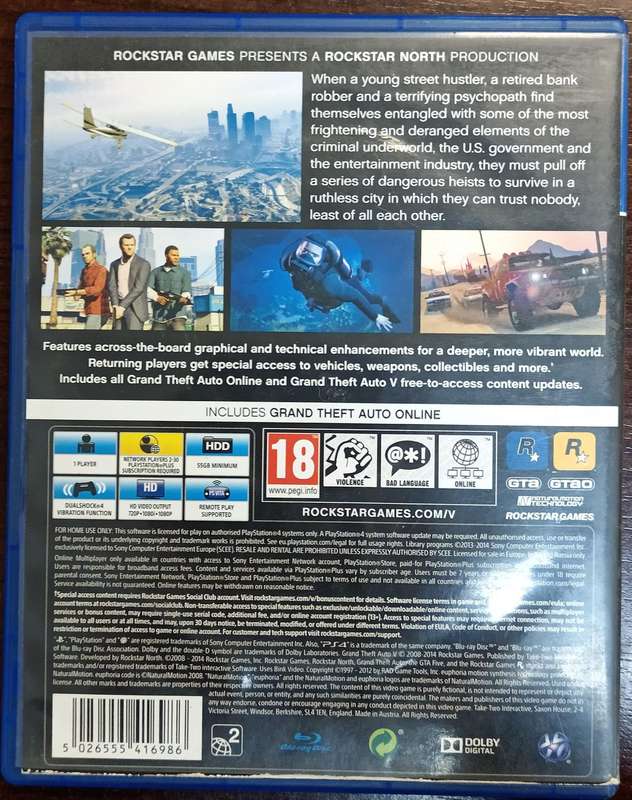 Grand Theft Auto V for PS4 (CIB)