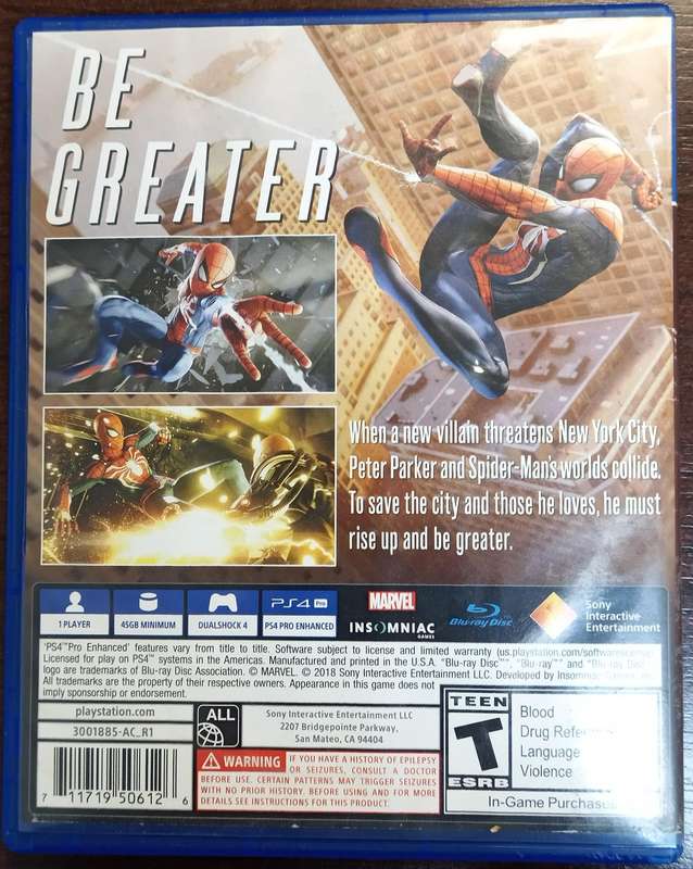 Spider-Man for Ps4 (CIB)