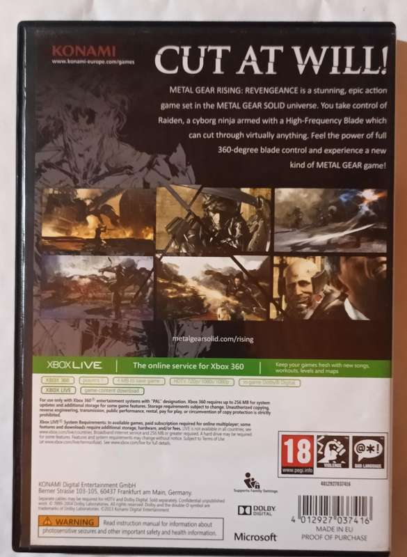 Metal Gear Rising Revengeance for Xbox 360 (PAL, CIB)