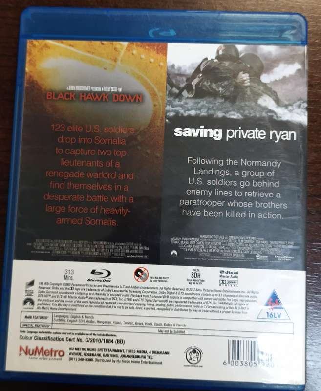 Black Hawk Down and Saving Private Ryan on Blu-ray