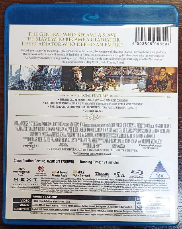 Gladiator on Blu-ray