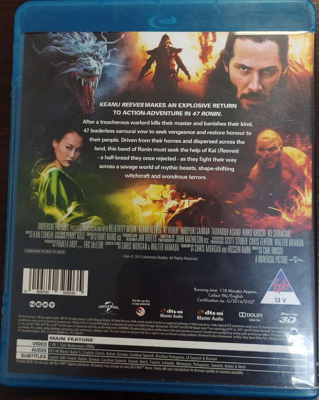 47 Ronin on Blu-ray (Keanu Reeves)