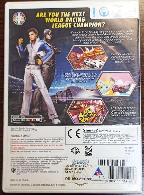 Speed Racer the Video Game for Wii (PAL CIB)