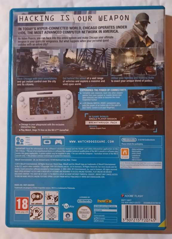 Watch Dogs for Nintendo Wii U PAL CIB Mint (Special Edition)