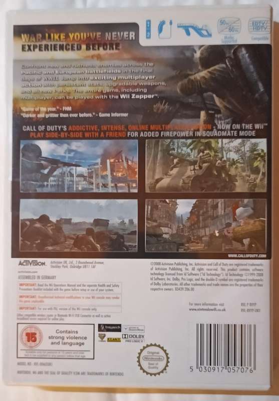 Call of Duty World at War for Wii PAL CIB