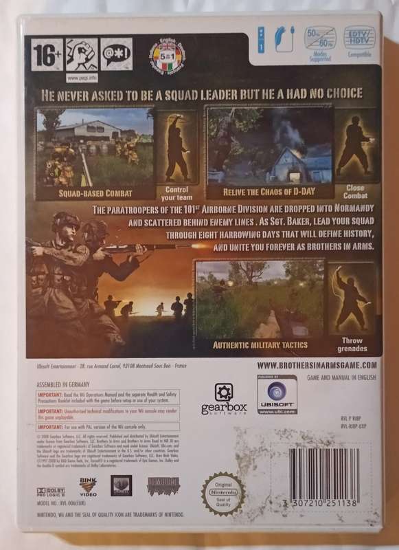Brothers in Arms Road to Hill 30 for Wii PAL CIB Mint