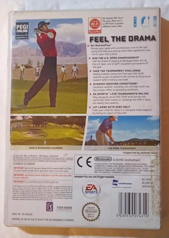 Tiger Woods PGA Tour 10 for Wii PAL CIB