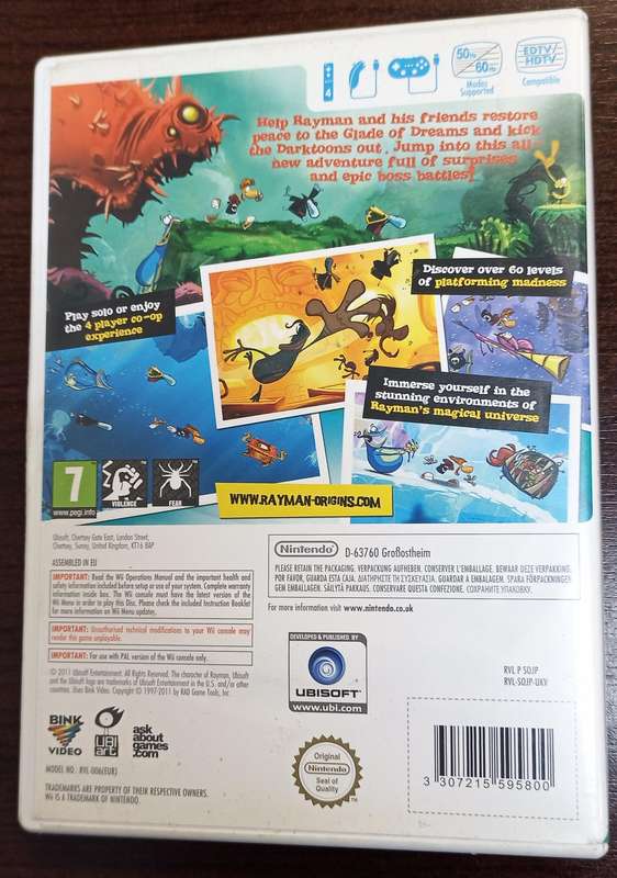 Rayman Origins for Nintendo Wii PAL CIB