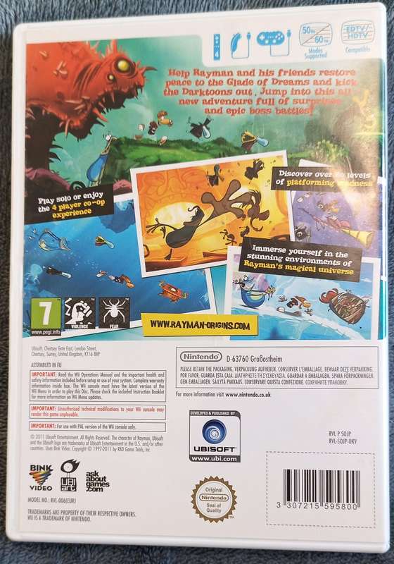 Rayman Origins for Nintendo Wii PAL CIB