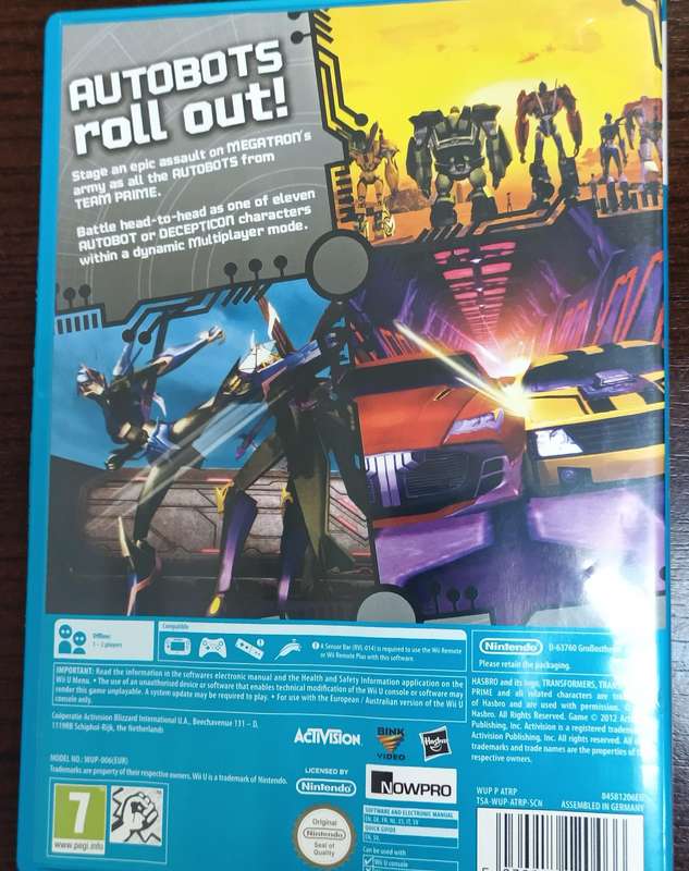 Transformers Prime The Game for Wii U (PAL, CIB)