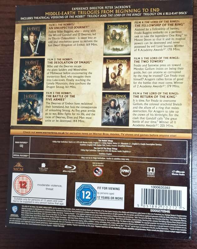 The Hobbit and Lord of the Ring Trilogy on Blu-ray