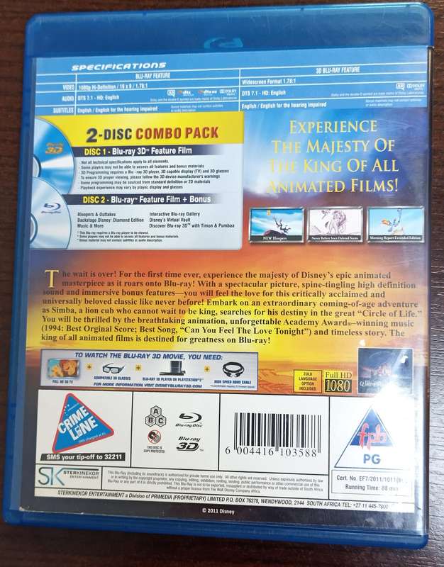 The Lion King on Blu-ray 2D + 3D