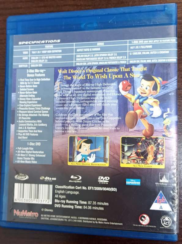 Pinocchio 70th Anniversary 2 X disc Platinum Blu-ray