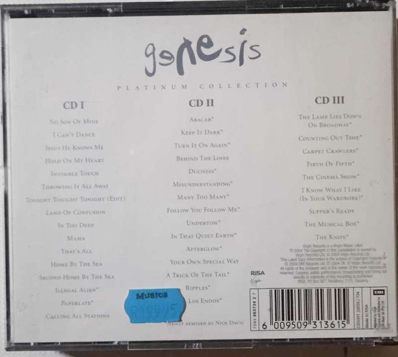 Genesis Platinum Collection (3 x CD's)