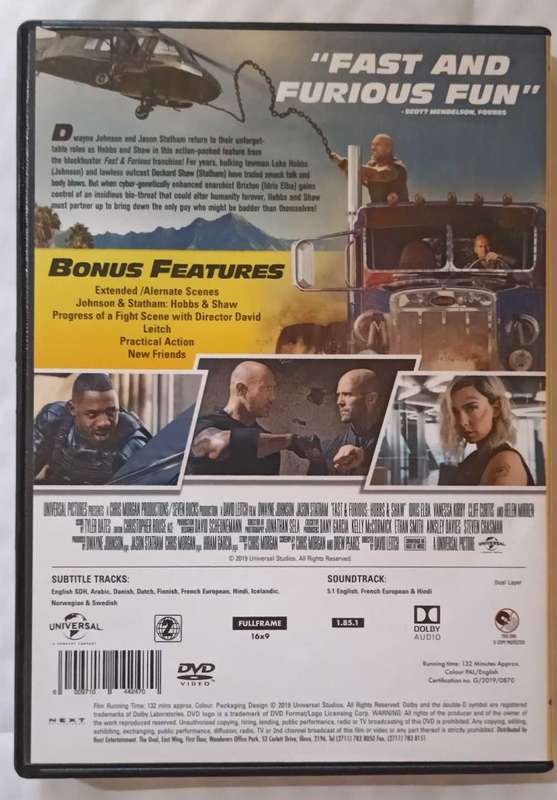 Fast and Furious Hobbs and Shaw (DVD Movie)
