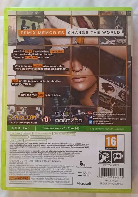 Remember Me for Xbox 360 (CIB, Mint)