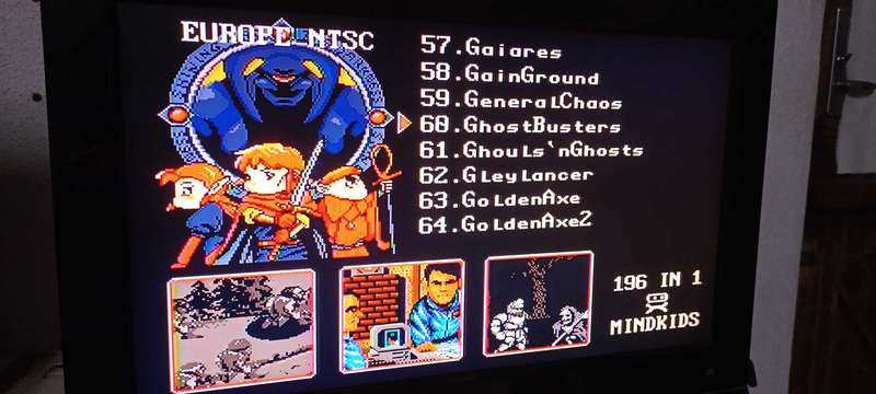 Sega Mega Drive or Genesis 196 in 1 Multicart
