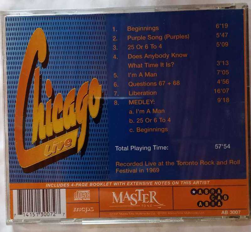 Chicago Live 25 or 6 to 4 CD