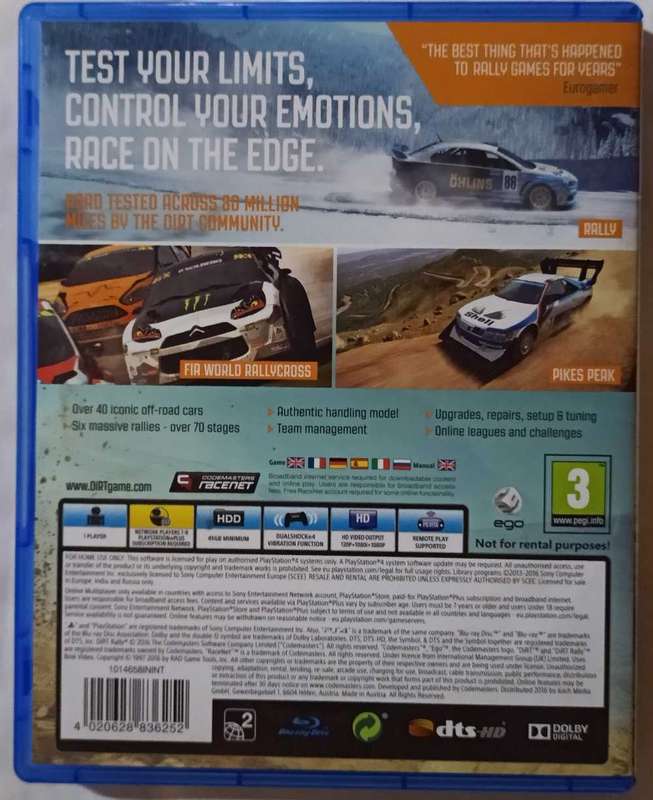 Dirt Rally for PS4 (CIB)