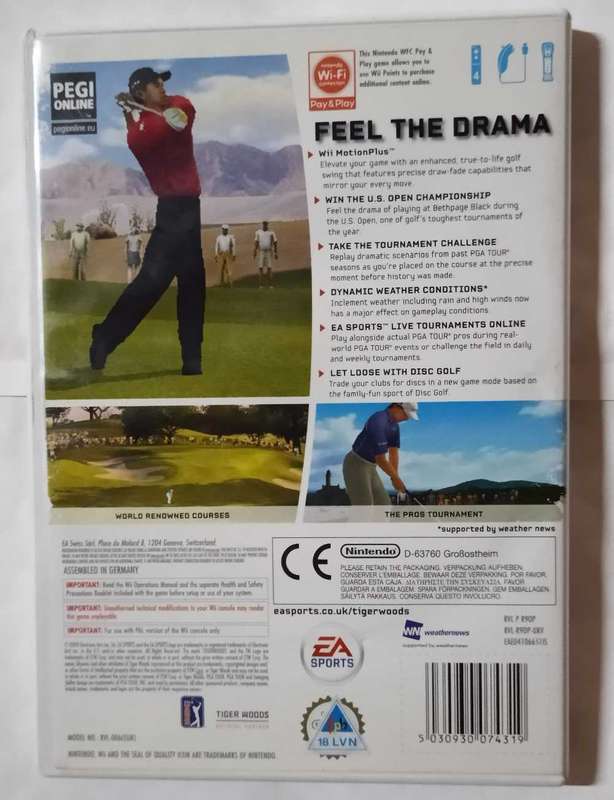 Tiger Woods PGA Tour 10 for Wii + free golf club (PAL, CIB)