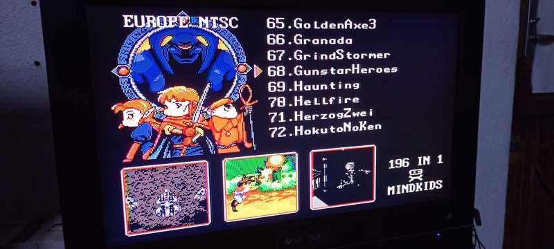 Sega Mega Drive or Genesis 196 in 1 Multicart