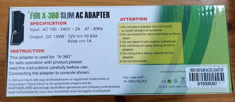 Xbox 360 Power Supply (Slim) Sealed