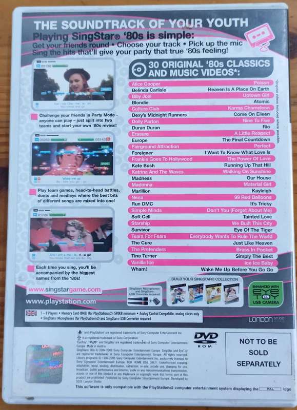 Singstar '80s for Ps2