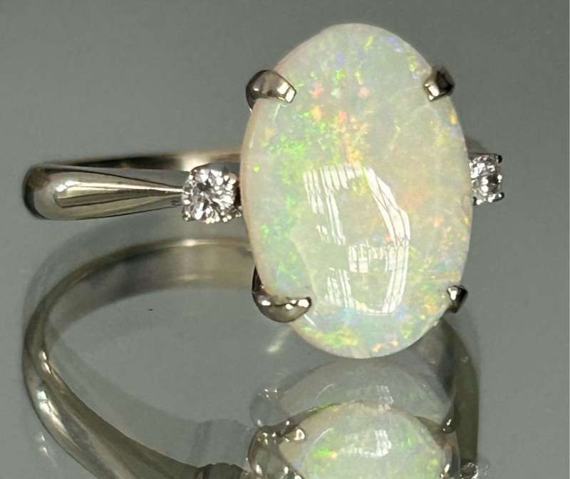 18ct White Gold Opal and Diamond Dress Ring