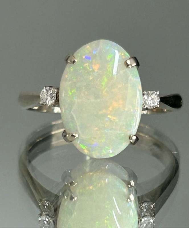 18ct White Gold Opal and Diamond Dress Ring
