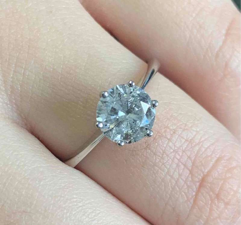14ct White Gold Solitaire Style Diamond Ring