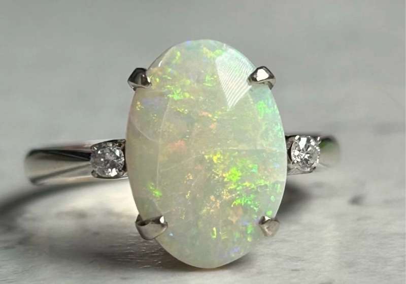 18ct White Gold Opal and Diamond Dress Ring