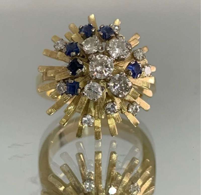 18ct Yellow and White Gold Vintage Cluster Design Ring