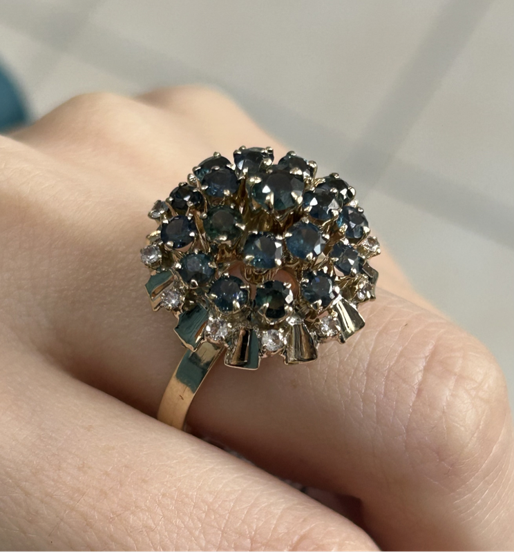 Beautiful 14ct Yellow Gold Semi-Precious and Cubic Zirconia Dress Ring