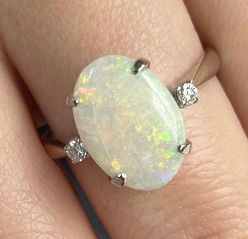 18ct White Gold Opal and Diamond Dress Ring