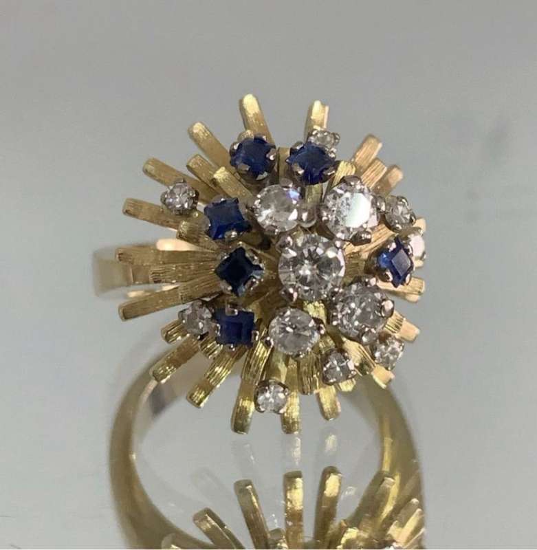 18ct Yellow and White Gold Vintage Cluster Design Ring