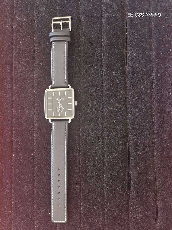 Hermes man's watch with leather strap