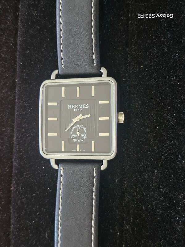 Hermes man's watch with leather strap