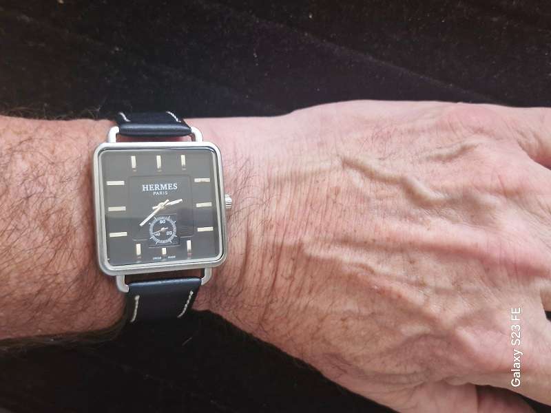Hermes man's watch with leather strap