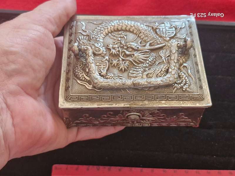 Vintage Japanese Trinket Box with Dragon Motive, circa 1920