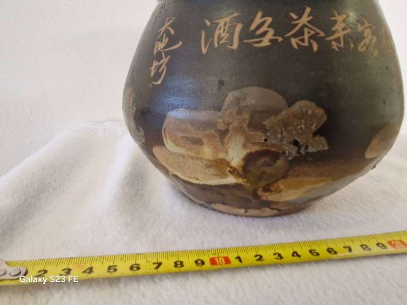 WOW ! Vintage Japanese Hibachi ceremonial Bowl ! Hand painted and carved !