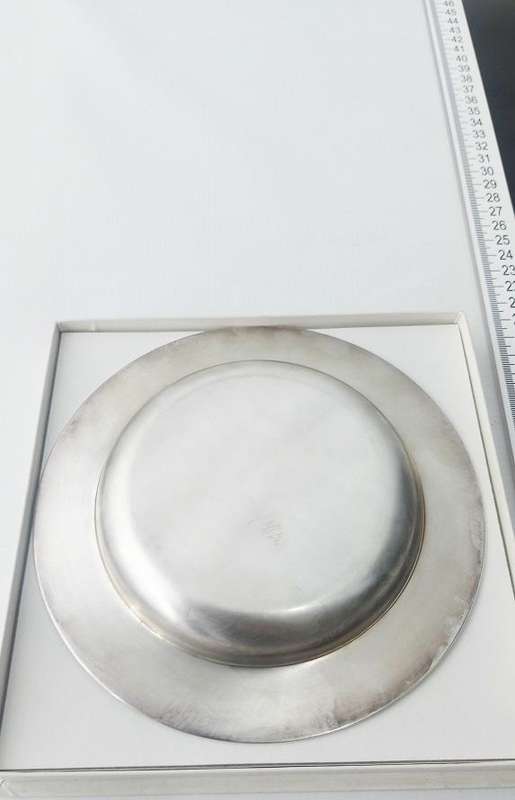 Vintage Christofle circa 1940 Silver Plated Baby Plate- original box !