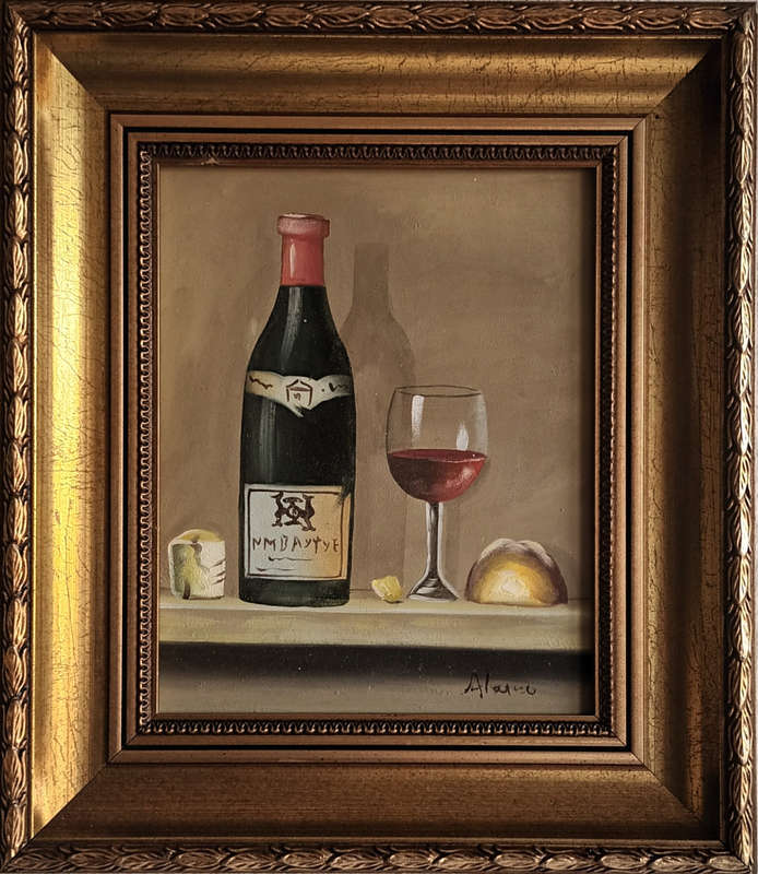 wine still life oil painting