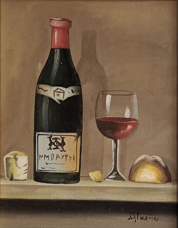 wine still life oil painting