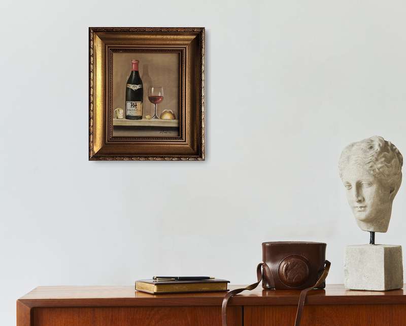 wine still life oil painting