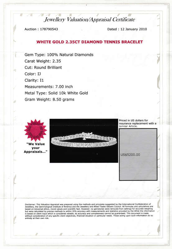10ct white gold 62 pcs natural diamond tennis bracelet