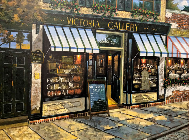 street scene large oil painting